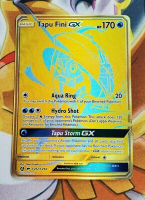 tapu fini pokemon card Pokemon TCG Tapu Fini GX SV92/SV94 Gold Secret Rare Hidden Fates