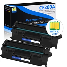 2PK CF280A Black Toner Cartridge 80A for HP LaserJet Pro 400 M401a M401d M401dn