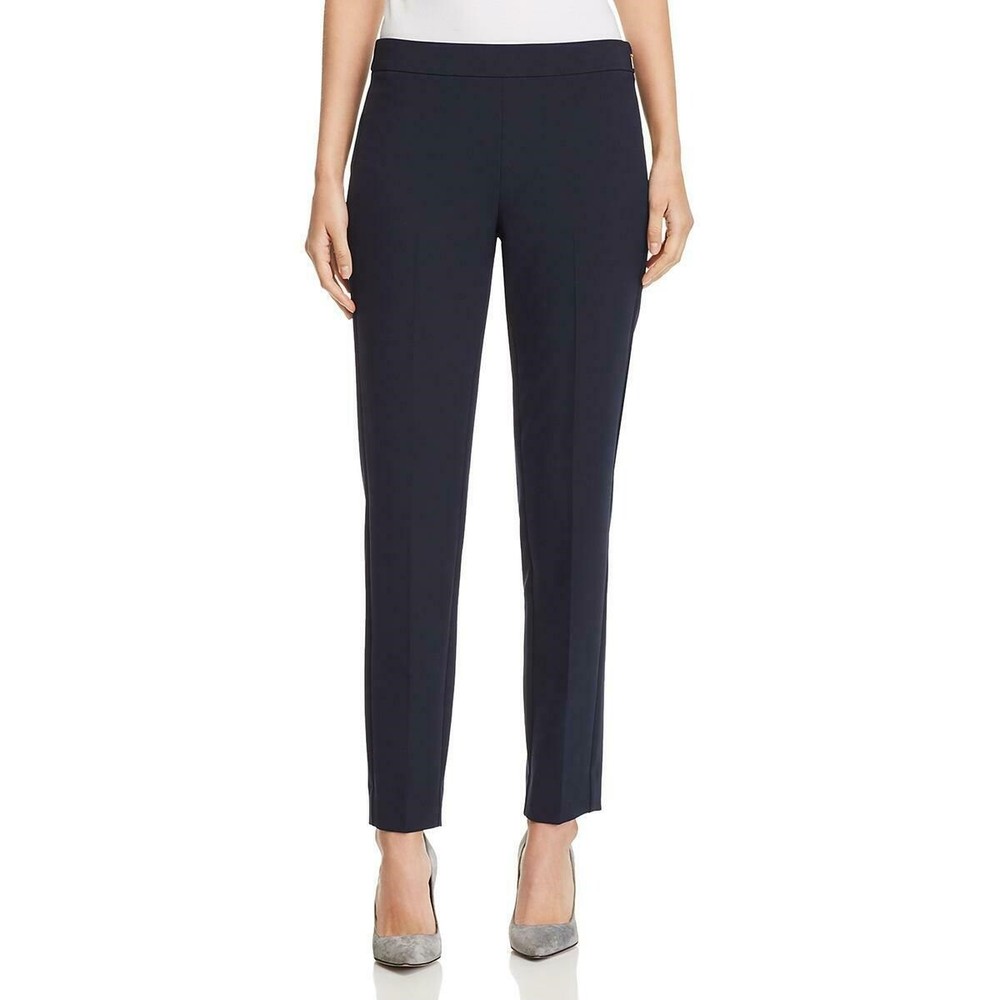 Donna Karan Womens 6 Indigo Blue Side Zip Welt Pocket Mid Straight Leg Pants NWT