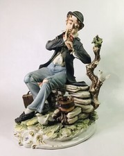 Figurina Vintage Capodimonte Meneghetti Ltd Ed 127/250 Fischietto Pipa Uomo che Gioca
