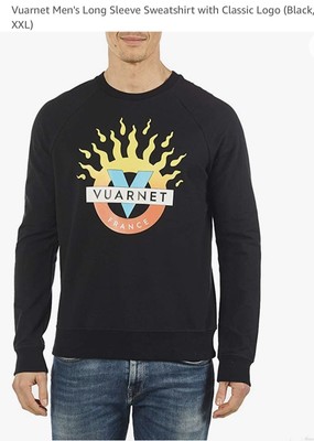 Vuarnet Men's Long Sleeve Sweatshirt with Classic Logo (Black, XXL)