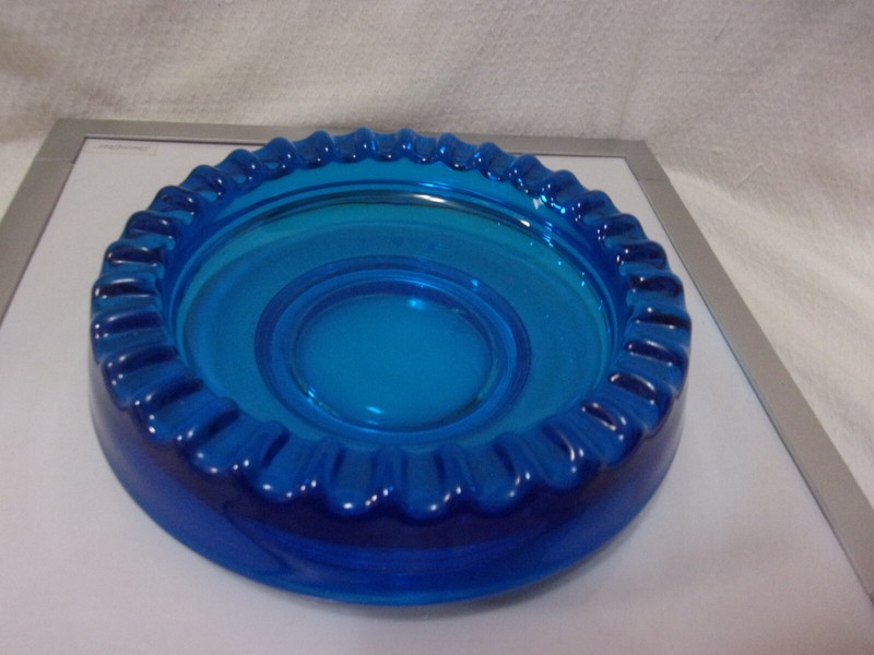 Vintage Mid Century Modern Hand Blown Art Glass,cobalt blue ,heavy ,dense, UK,