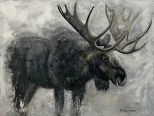 Original Moose Oil Painting Wildlife