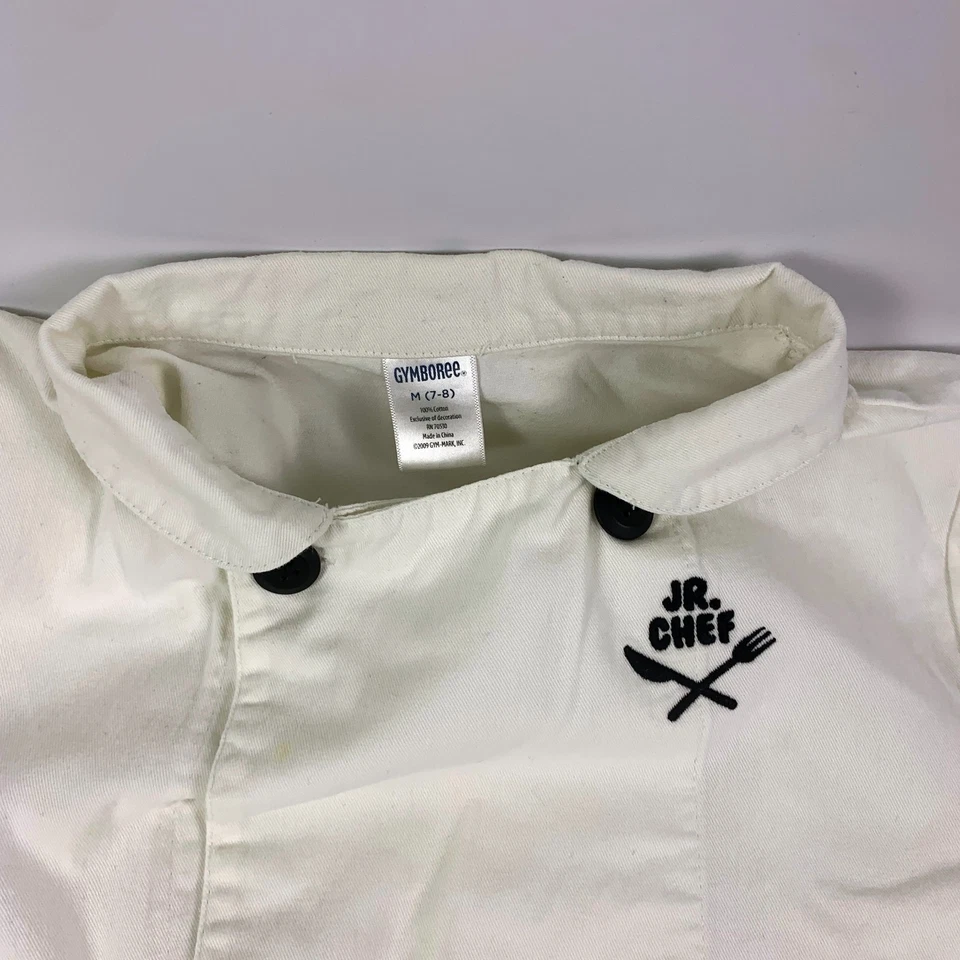Gymboree Jr Chef Outfit Costume Coat Pants Child Sz M (7-8) White Black Gingham - Image 4 of 4