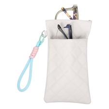 Double Eyeglasses Case Pouch with Carrying Strap, White