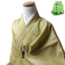 Kaerutei Shi34 Kimono, Synthetic Fiber, Washable Kimono, Yellow, Poly Kimono,