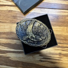 Vtg "The Right To Bear Arms" 2nd Amendment Gun Rights Metal Belt Buckle Eagle