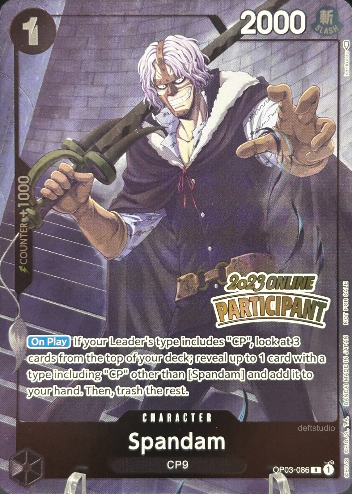 • Spandam • OP03-086 Full Art Foil Online Regional Stamped One Piece TCG NM