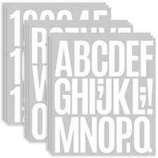 9 Sheet Large Letter Stickers - 3 Inch White Vinyl Self 3 Inch,
