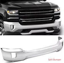 Chrome Front Bumper Face Bar For 2016-2018 Chevy Silverado 1500 Wfog Light Hole