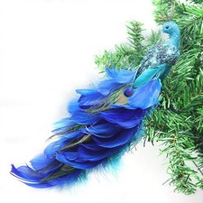 Peacock Christmas Ornaments Glitter Birds Clip-On Christmas Tree Decoration
