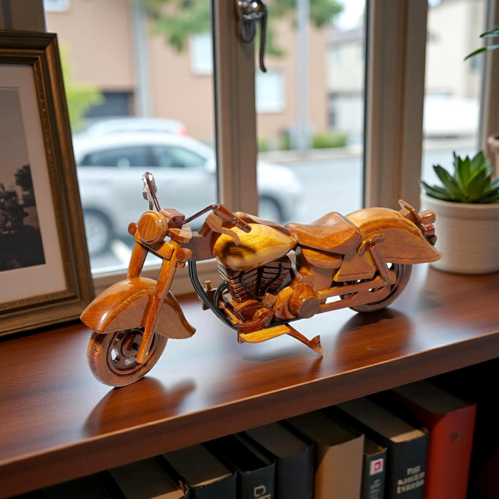 Handcrafted Wooden Heritage American Cruiser Motorcycle Gift