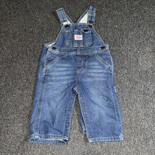 Vtg Boys Girls Overalls Round House Denim 60s Toddler Jeans Donut Button 12M