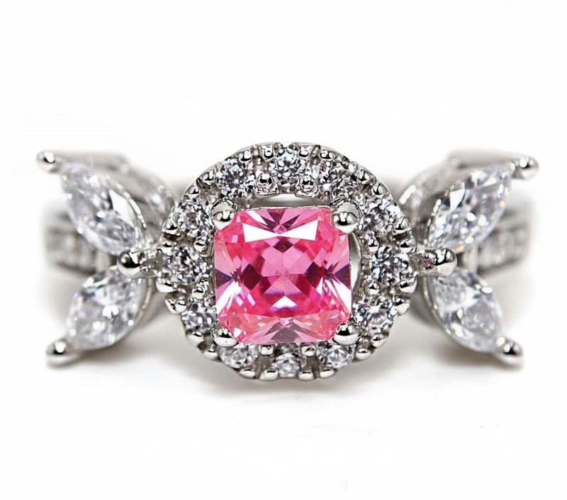 2CT Heat Treated Pink Topaz 925 Genuine Sterling Silver Ring Sz 6