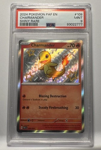 Charmander Shiny Rare Pokemon Scarlet & Violet Paldean Fates PSA 9