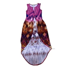 Venus Hi Low Top Woman M Pink Abstract Paisley Midi Gold Keyhole Sleeveless Boho