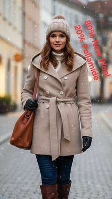 Women Wool & Cashmere Coat Brown Polyamide 36