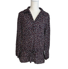 Tory Burch Blue Burgundy White Agate Confetti Tunic Blouse Silk Blend XS Spring