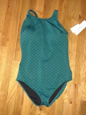 NWT Gottex Teal Green Geometric One Piece Bathing Swim Suit Size 16