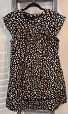 &merci Black & Gold Leopard Ruffle Short Sleeve Swing Dress Size Small EUC