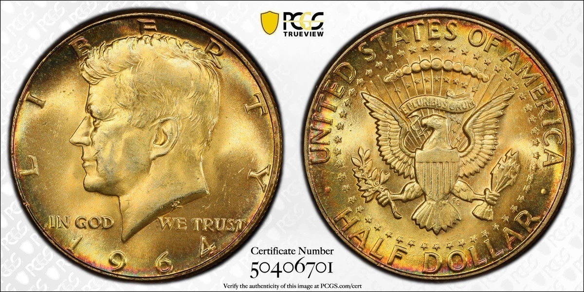 PCGS Certified MS 64 Graded 1964 Kennedy US Half Dollars (1964-Now