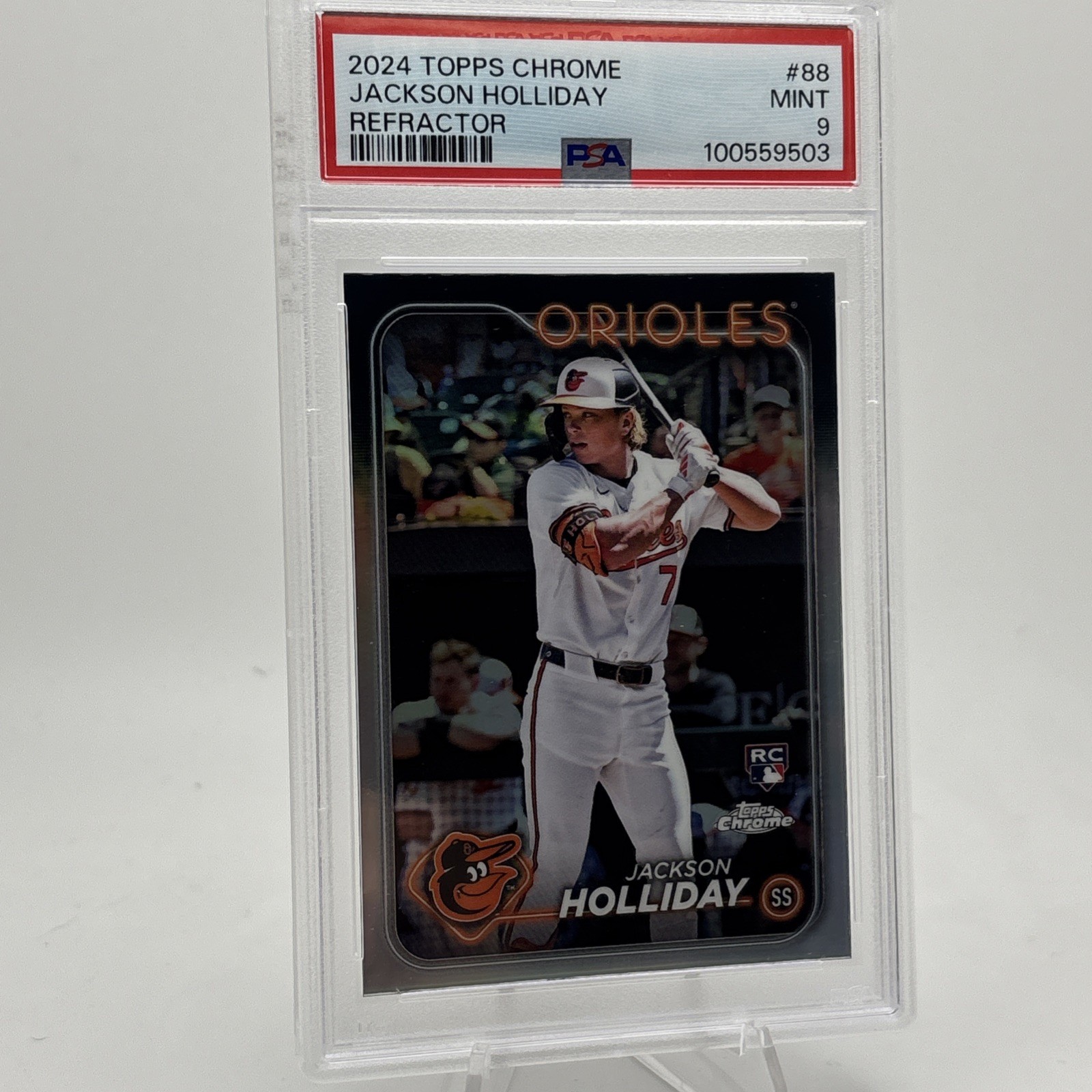2024 TOPPS CHROME REFRACTOR #88 JACKSON HOLLIDAY PSA 9 ORIOLES