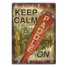 Rivers Edge Products Tin Sign, 17" x 12" Weatherproof Metal Wall Art, Keep Calm