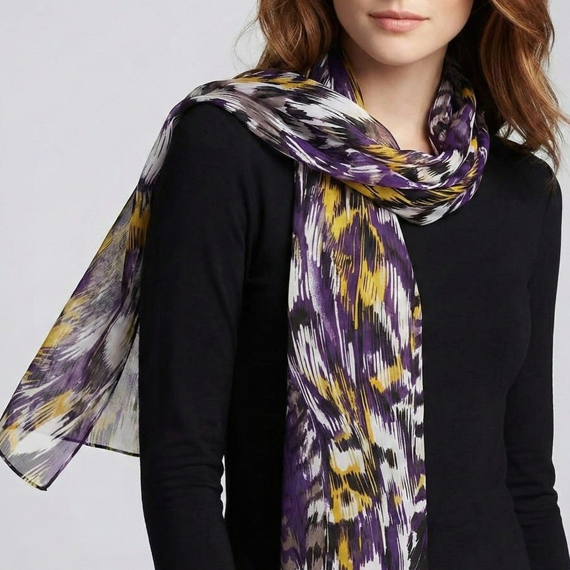 Womens Multi Colored Rectangle Sheer Lightweight … - image 1