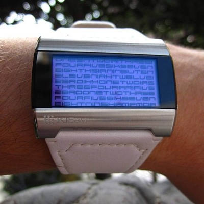 Tokyoflash Watch - Kaidoku - White Leather Band, Blue Face