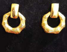 Monet Gold Tone Textured Octagon Geometric Da...
