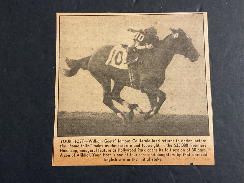 YOUR HOST  5 X 5  PHOTO 1951 SANTA ANITA DERBY SIRE KELSO