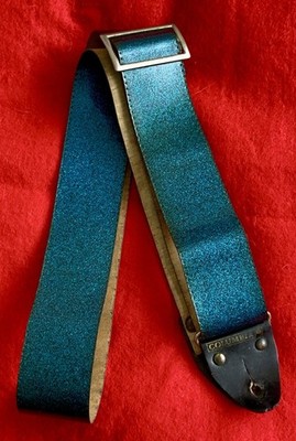 Vtg 60's Columbia Ace Style Blue Sparkle Guitar Strap Made in USA
