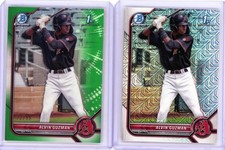 2 * ALVIN GUZMAN * 2022 1ST BOWMAN CHROME GREEN REFRACTOR RC # 99 + MOJO RC