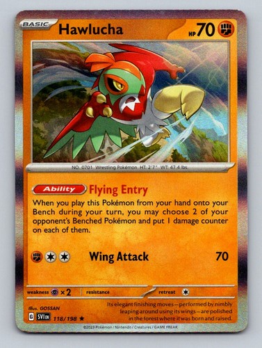 Hawlucha 118/198 Rare Scarlet & Violet Pokemon Holo Near Mint