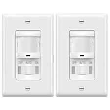 TOPGREENER In-Wall PIR Motion Sensor Light Switch 2 Pack
