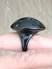 Vintage Chunky 1.25" Black Resin Dome Resin Statement Ring Size 6.5  — photo 1