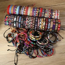 Random 12/24/36pcs Handmade Bracelets Wristband Tibetan Nepal Rope Cuff Bangle