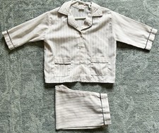 Vintage Boy  s Light Brown With White Pinstripes Two Piece Pajamas Set