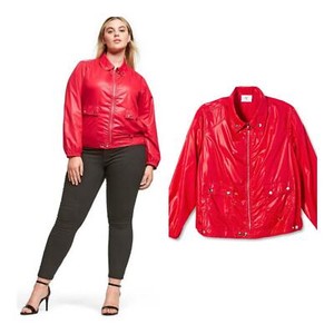 plus size red bomber jacket