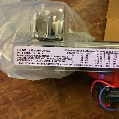Simplex 49SV-APPLW-BA Speaker 07431784 SPKR/VIS APPL Only Wall