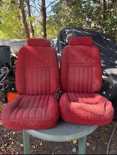 85-86 Mustang Lx Original Red Bucket Seats With Tracks Headrest Set