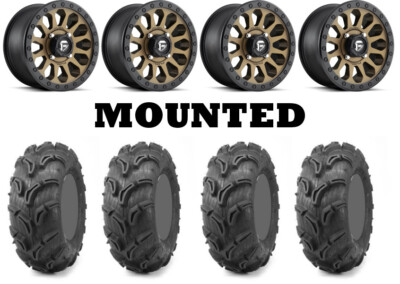 Kit 4 Maxxis Zilla Tires 27x10-14 on Fuel Vector Bronze D600 Wheels TER