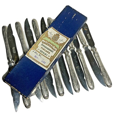 antique Finland Hackman Sorsakoski no. 273 dozen fruit knives knife original box