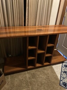 Vintage 70’s Record Tv Stand Wine Rack 8 Bottle Bar Stand Combo Cedar wood 55 “