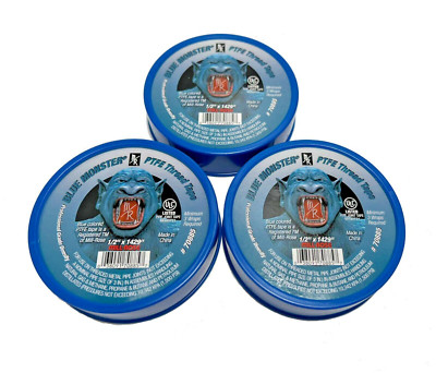 Blue Monster 70885 PTFE Teflon Thread Tape 1/2'' x 1429'' (Pack of 3)