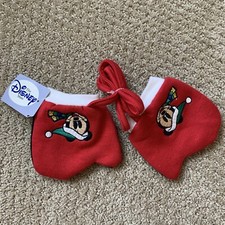 NWT Vintage DISNEY STORE MICKEY MOUSE Santa Christmas GLOVES BOY GIRL Baby 6-12m