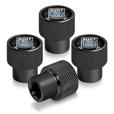 Ford Built-Ford-Tough in Black on Black Aluminum Tire Valve Stem Caps