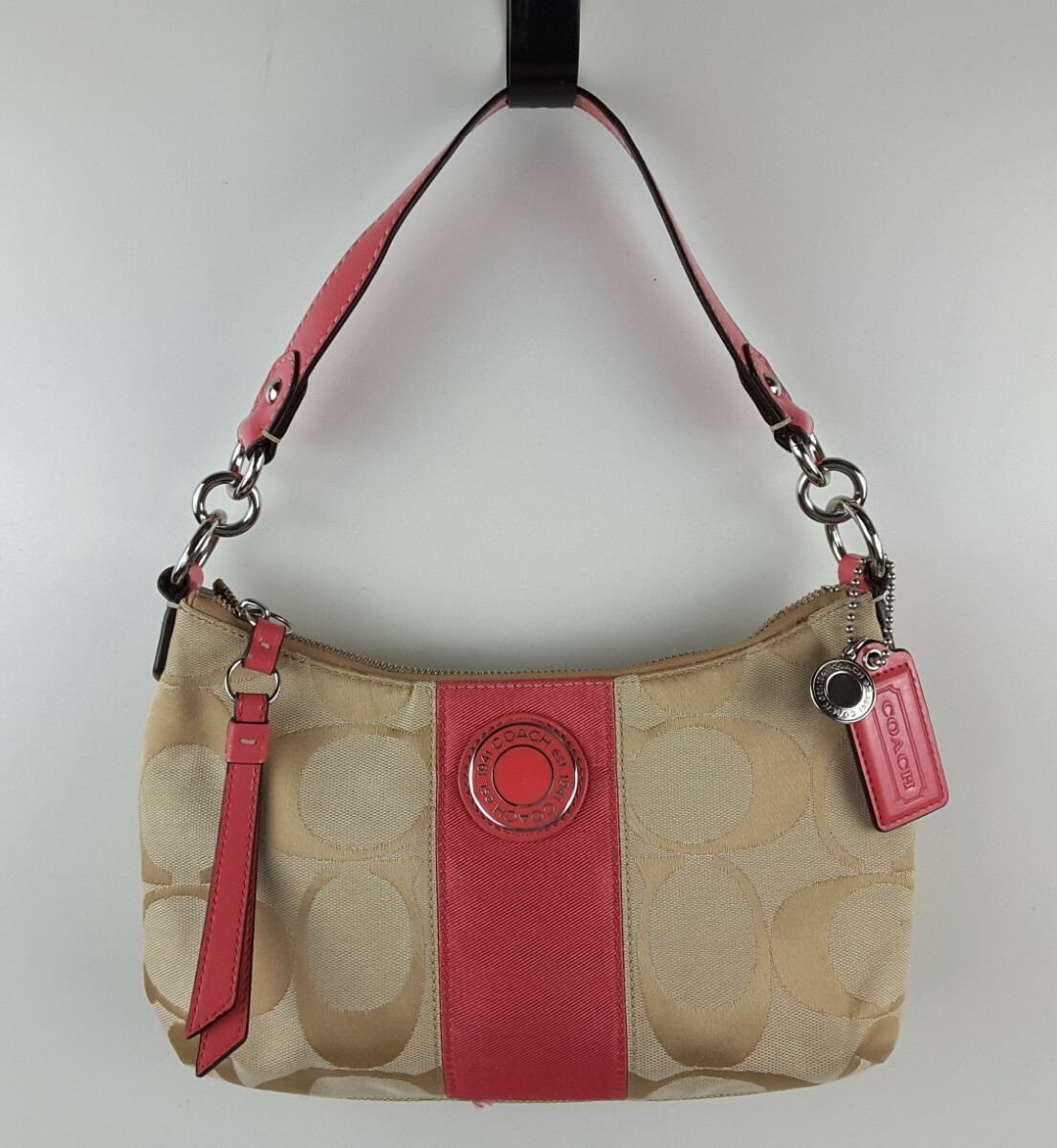 Coach Signature Stripe Demi Shoulder Bag Handbag F19218 Purse