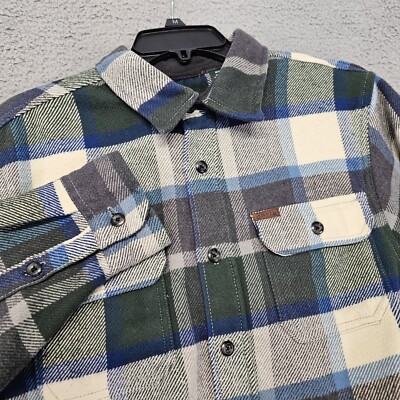 Orvis Shirt Jacket Mens Medium Soft Flannel Plaid Gray Blue Green Heritage  | eBay