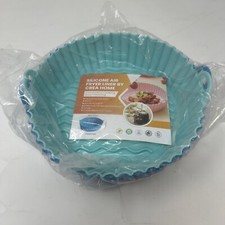 2 Pack Air Fryer Silicone Liners Pot for 3-5 QT Air Fryer Silicone Blue-Teal NEW